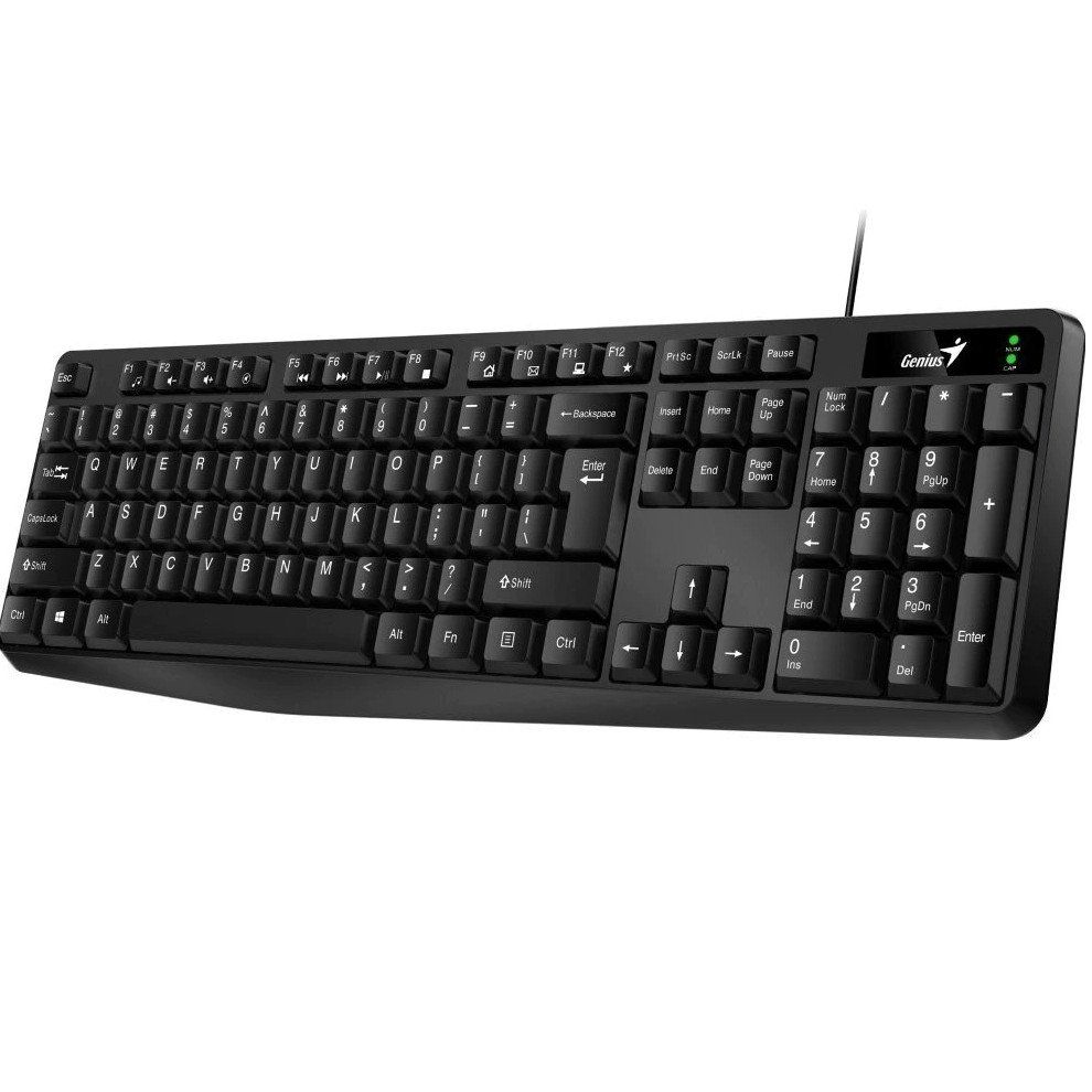 Tastatura Genius USB, KB-117, black  Model name KB-117 Interface USB / PS2 Keycap type Concave Function keys Yes, 12 (8 audio, 4 Internet) Multimedia keys No Cable length (m) 1.4 m Other — Weight (g) Approx. 488 g Dimensions (W x H x D) mm (inches) 441.7 x 137.2 x 26.9 mm (17.39 x 5.40 x 1.06_1