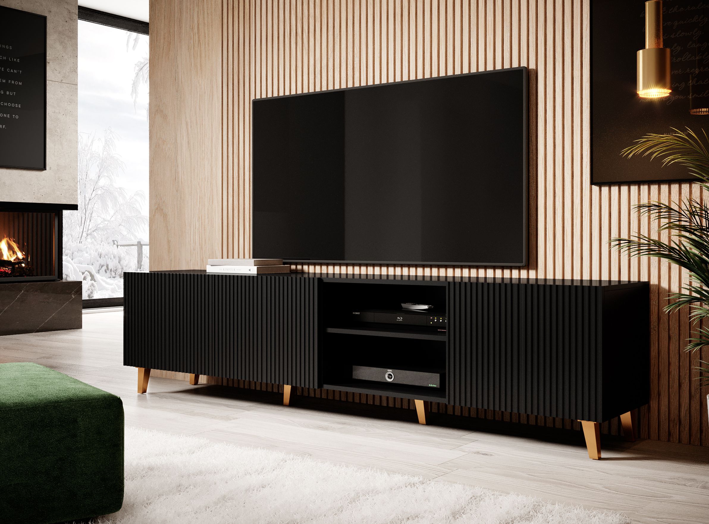 Cama RTV cabinet PAFOS 200x40x52 Black matt_4