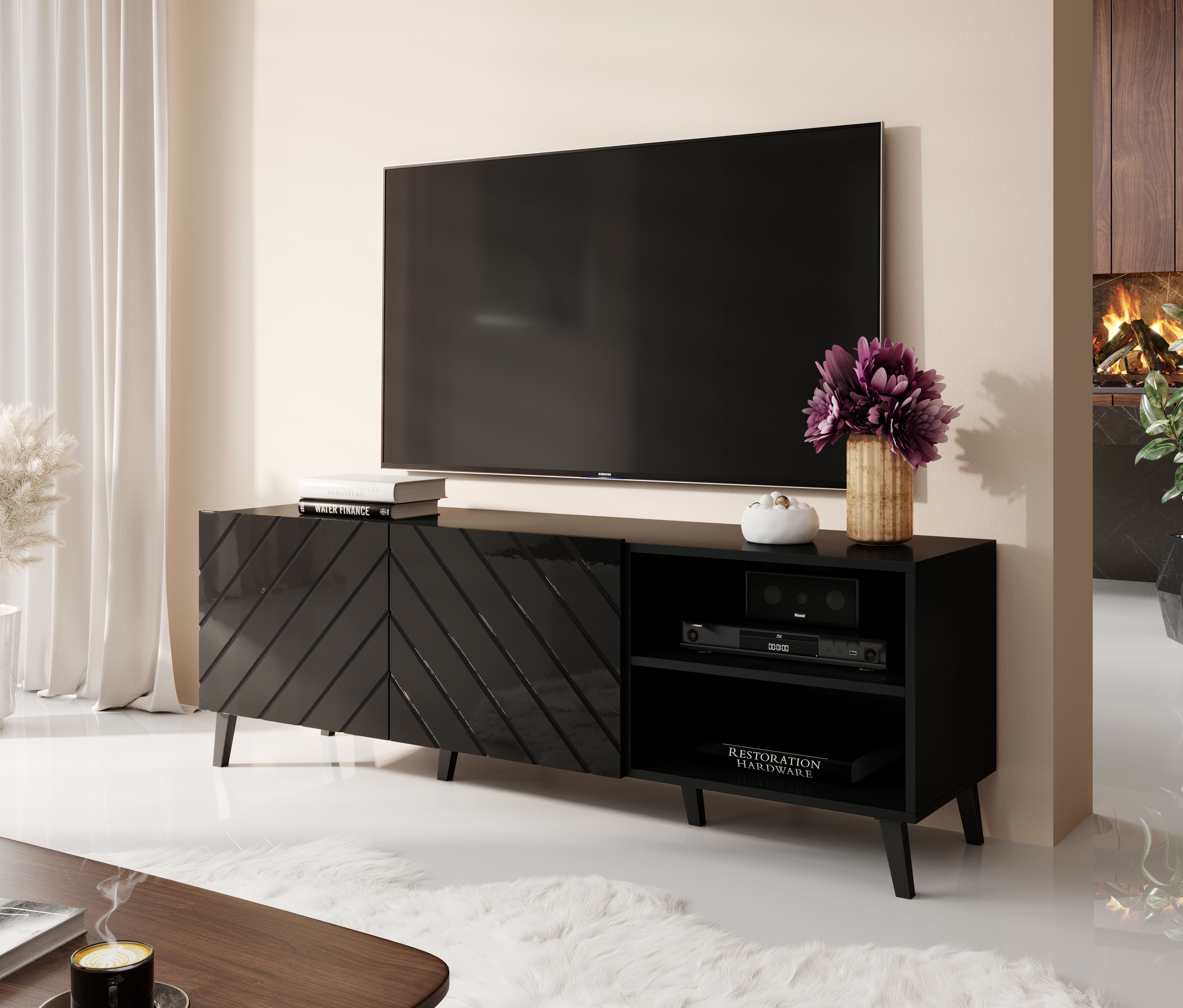 RTV cabinet ABETO 150x42x52 black glossy_7