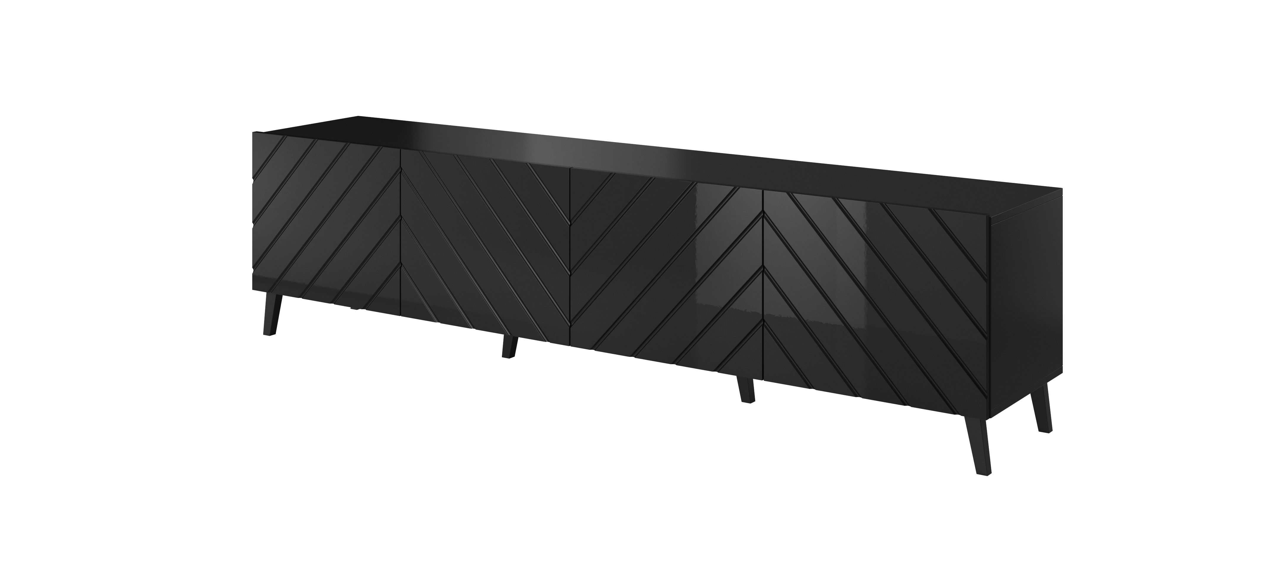 RTV cabinet ABETO 200x42x52 black glossy_1