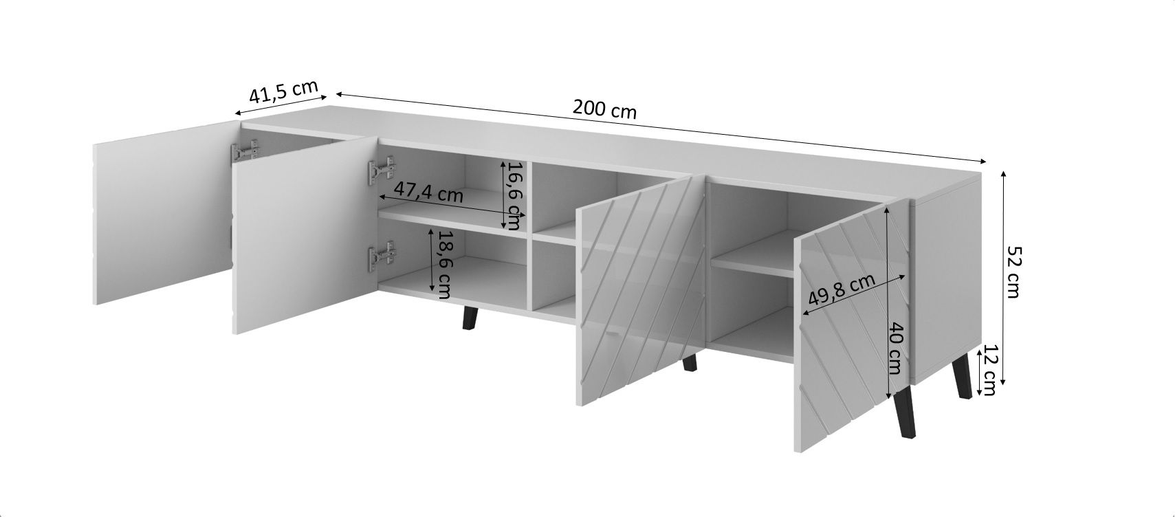 RTV cabinet ABETO 200x42x52 graphite/gloss_4