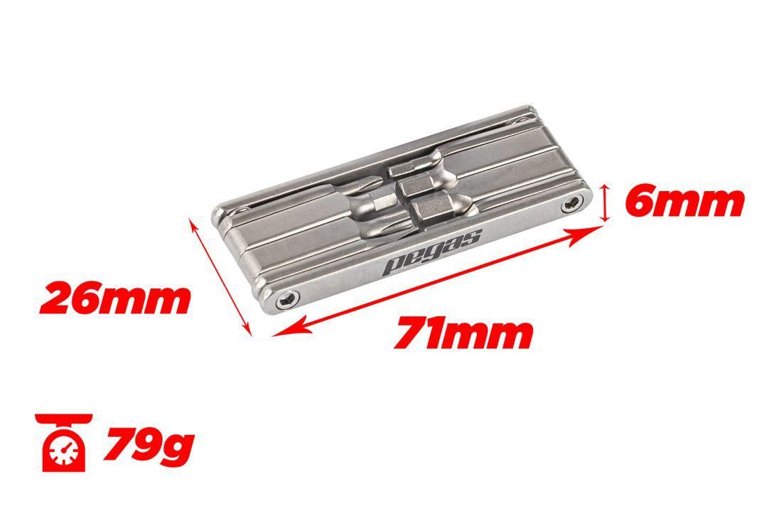 Mini set scule Pegas 8 in 1 otel Cr-V, imbus 2, 3, 4, 5, 6mm, surubelnita dreapta 5mm, surubelnita cruce PH 1, torx T25, culoare argintiu_1