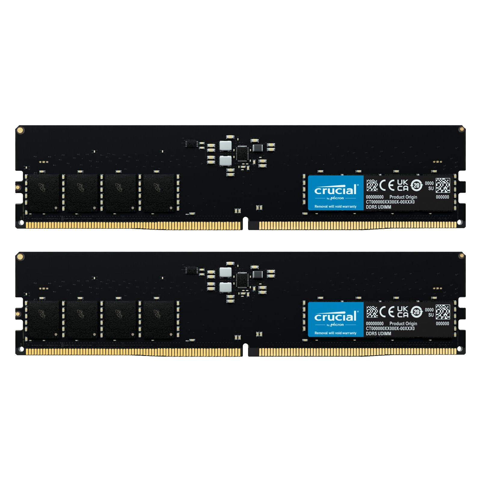 Memorie Crucial 16 GB DDR5 4800 MHz CL40, kit 2 x 8 GB, XMP 3.0, Negru