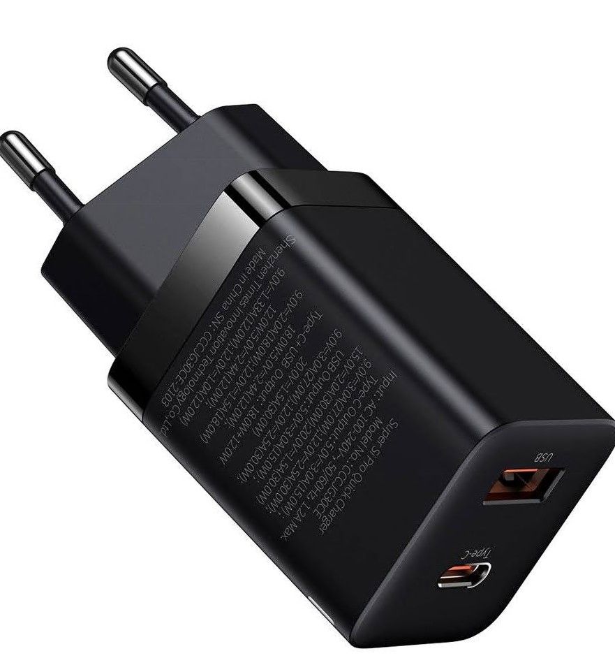 INCARCATOR retea Baseus Super Si Pro, Quick Charge 30W, 1 x USB 5V/3A, 1 x USB Type-C 5V/3A, negru 