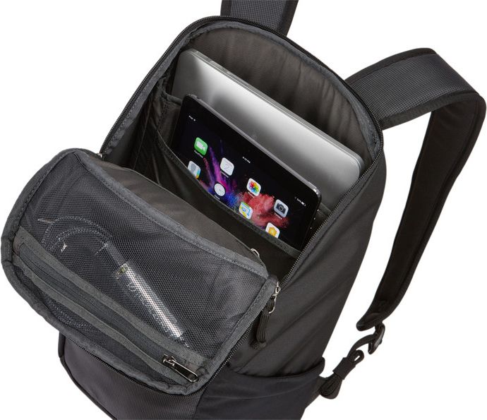 RUCSAC THULE, pt. notebook de max. 14 inch, 1 compartiment, buzunar lateral x 2, waterproof, poliester, negru, 