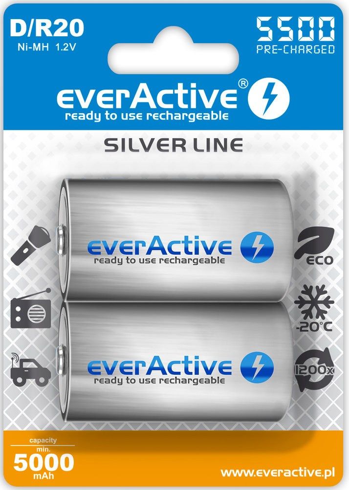 Rechargeable batteries everActive R20/D Ni-MH 5500 mAh ready to use_1