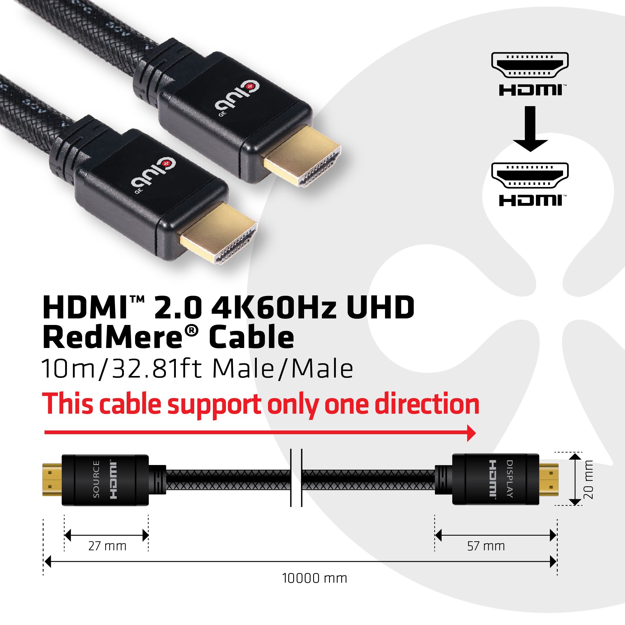 CLUB3D HDMI 2.0 4K60Hz RedMere cable 10m/32.8ft_4