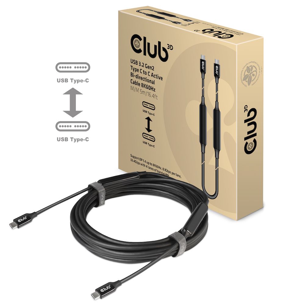 CLUB3D USB 3.2 Gen2 Type C to C Active Bi-directional Cable 8K60Hz M/M 5m/16.4ft_7
