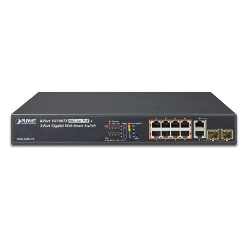PLANET FGSD-1008HPS network switch Fast Ethernet (10/100) Power over Ethernet (PoE) 1U Black_2