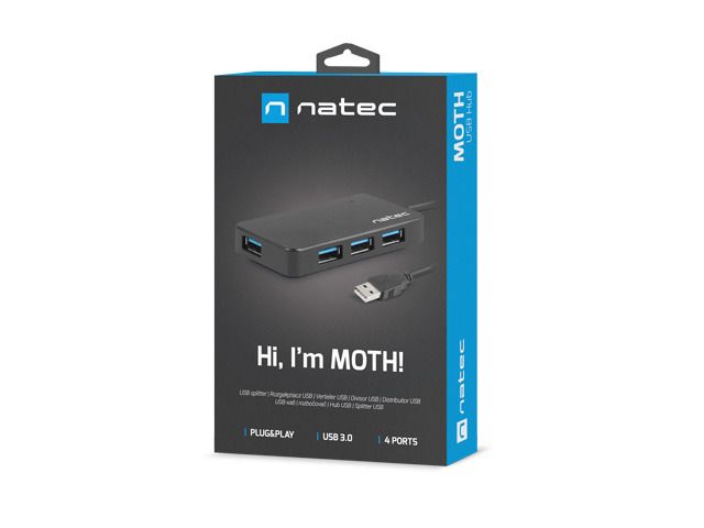 NATEC Hub USB 3.0 Moth (4 ports, black)_2