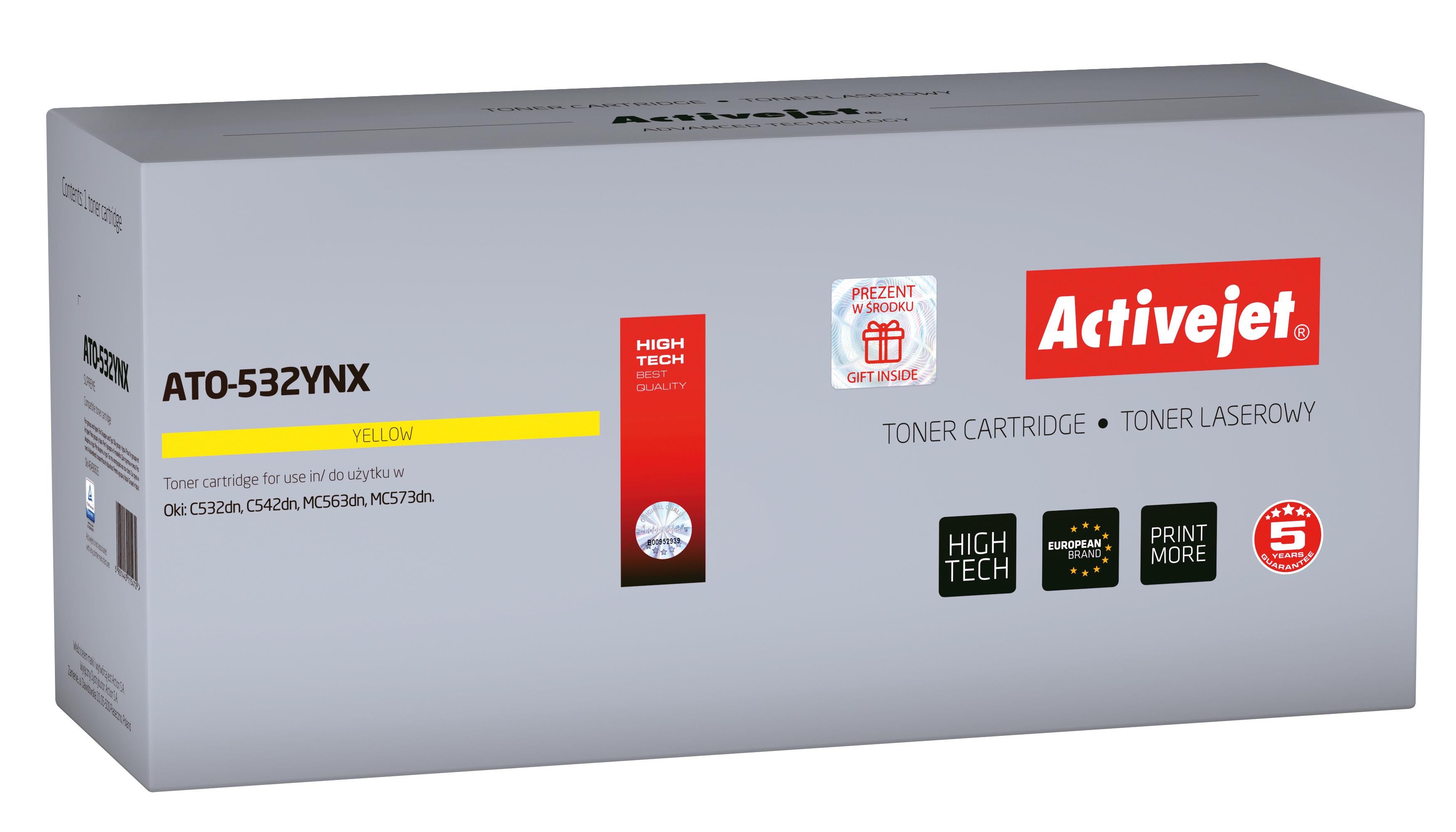 Activejet ATO-532YNX toner for OKI printer; OKI 46490605 replacement; Supreme; 6000 pages; yellow_1