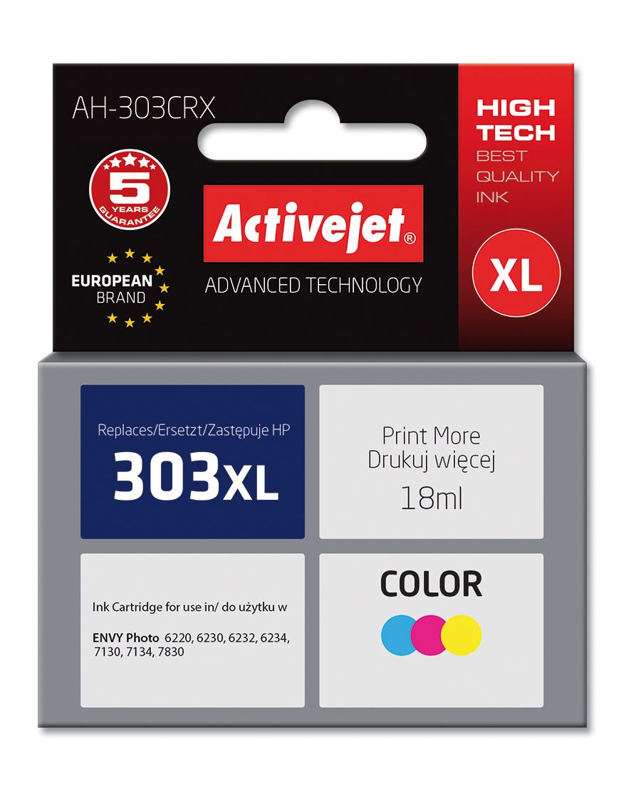 Activejet AH-303CRX ink for HP printer, HP 303XL T6N03AE replacement; Premium; 18 ml; color_1