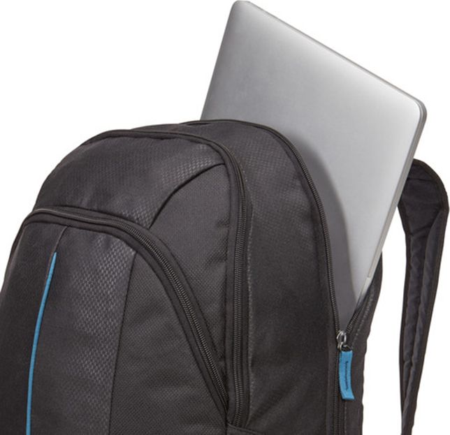 RUCSAC CASE LOGIC, pt. notebook de max. 17.3 inch, 2 compartimente, buzunar frontal | buzunar lateral x 2 | buzunar dorsal, waterproof, poliester, negru, 
