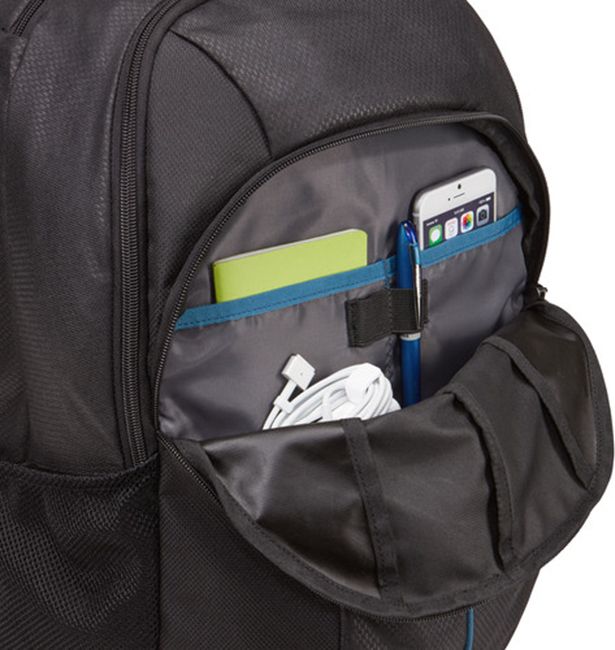 RUCSAC CASE LOGIC, pt. notebook de max. 17.3 inch, 2 compartimente, buzunar frontal | buzunar lateral x 2 | buzunar dorsal, waterproof, poliester, negru, 