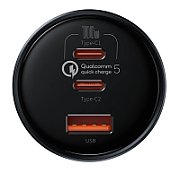 INCARCATOR auto Baseus Qualcomm Quick Charge 5, 1 x USB Output 5V/3A, 2 x USB Type-C max 5V/3A, total output 160W, include cablu USB Type-C la USB Type-C 100W 1m, gri 