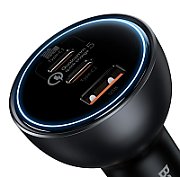 INCARCATOR auto Baseus Qualcomm Quick Charge 5, 1 x USB Output 5V/3A, 2 x USB Type-C max 5V/3A, total output 160W, include cablu USB Type-C la USB Type-C 100W 1m, gri 