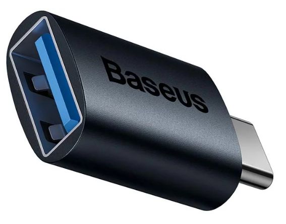 ADAPTOR Baseus Ingenuity Series Mini OTG, USB Type-C (T) to USB 3.1 (M), corp metalic, albastru  ZJJQ000003  (include timbru verde 0.25 lei) - 6932172605650