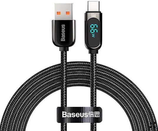 CABLU alimentare si date Baseus Display, Fast Charging Data Cable pt. smartphone, USB la USB Type-C 66W, braided, 1m, negru 