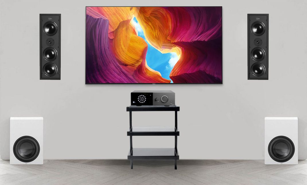 Sistem Stereo Lyngdorf cu amplif. TDAI-1120 + boxe ingropate in perete full-range D-500_1