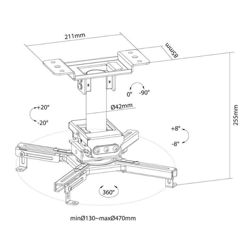 Suport Tavan Proiector Neomounts by Newstar CL25-530BL1, 25cm, max 45Kg_3