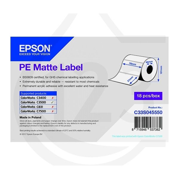 ETICHETE PE MATTE ROLL 76x51MM 535 LABELS C3500