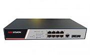 Switch Hikvision DS-3E2510P(B), Switching Capacity 336 Gbps, 8 Gigabit Poe electrical ports and 2 Gigabit / 100M SFP optical ports, Address Table 8 K, Support binding of IP, MAC, port and VLAN, dimensiuni: 280 mm × 44 mm × 180 mm, temperatura de functionare: -10°C to 50°C, greutate:1.2Kg_1