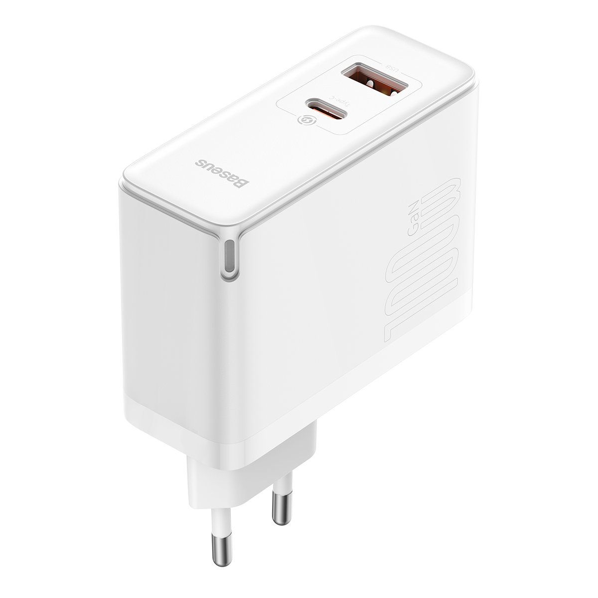 INCARCATOR retea Baseus GaN5 Pro, Quick Charge 100W, 1 x USB, 1 x USB Type-C, include cablu USB Type-C la USB Type-C 100W 1m, alb 