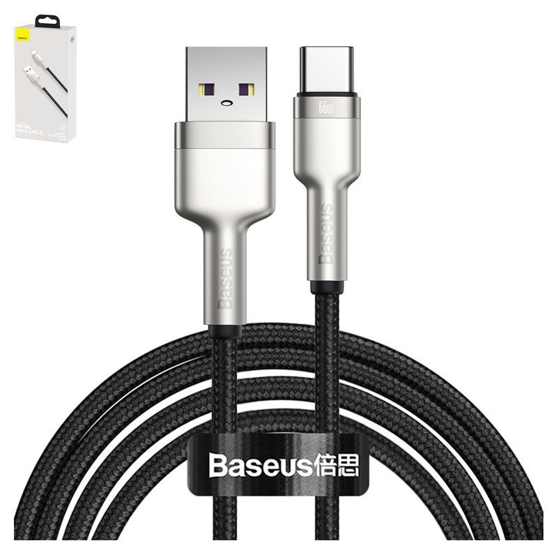 CABLU alimentare si date Baseus Cafule Metal, Fast Charging Data Cable pt. smartphone, USB la USB Type-C 66W, 2m, negru 