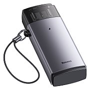 CARD READER extern Baseus Lite, interfata USB 3.0, citeste/scrie: SD, microSD viteza pana la 480Mbps,  suporta carduri maxim 512 GB, metalic, gri 