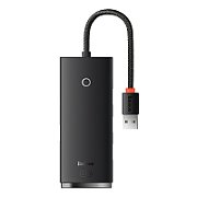 HUB extern Baseus Lite, porturi USB: USB 3.0 x 4, conectare prin USB 3.0, lungime 0.25m, negru, 