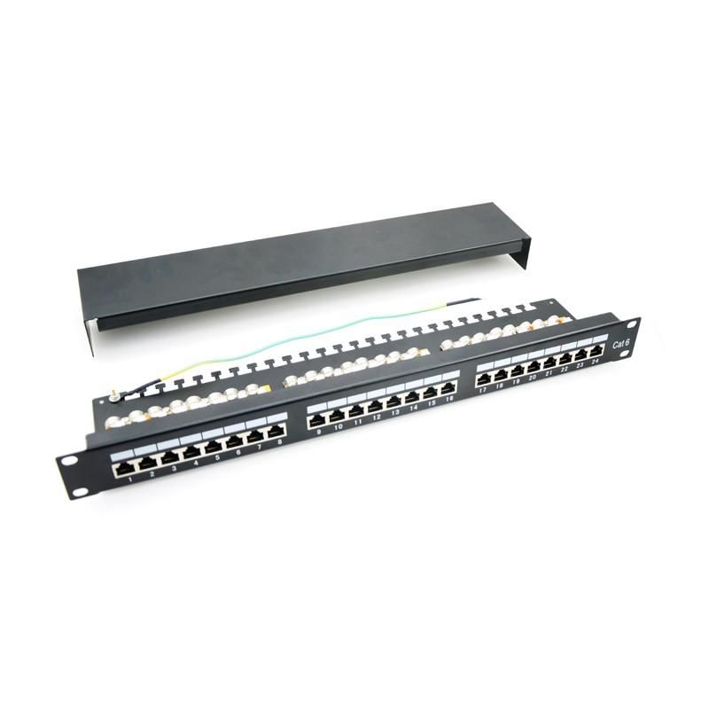 Patch panel 24 porturi, 1U, FTP Cat.6, Krone+110, suport de cabluri integrat - EMTEX, 