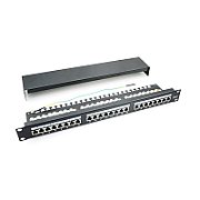 Patch panel 24 porturi, 1U, FTP Cat.6, Krone+110, suport de cabluri integrat - EMTEX, 