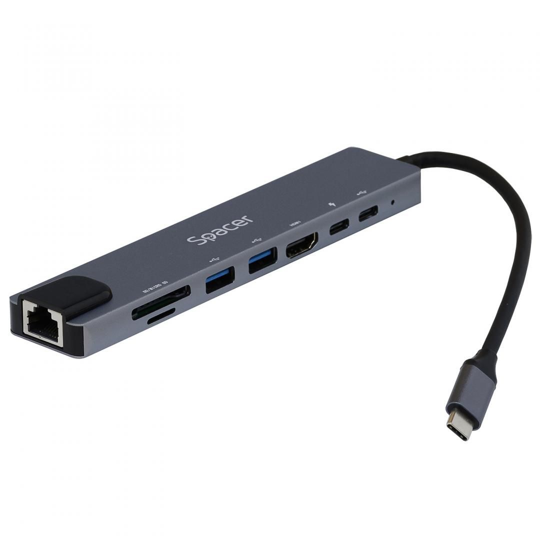 Compatibil cu brand - universal Conectare docking la PC/NB - USB Type-C Porturi USB - USB 3.0 (USB 3.1 gen 1) x 2; USB Type-C x 1 Porturi video - HDMI x 1 Porturi audio - nu Port retea (RJ-45) - 10/100/1000 Mbps x 1 Port Power Delivery (PD) - da (prin Type-C) Putere Port PD (W) - 87 W Card reader -_1