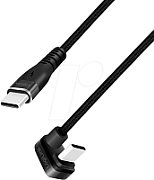 CABLU alimentare si date LOGILINK, pt. smartphone, USB 2.0, USB Type-C (T) la USB Type-C (T) la 180 grade, 1m, 2 x ecranat, aluminiu, negru, 