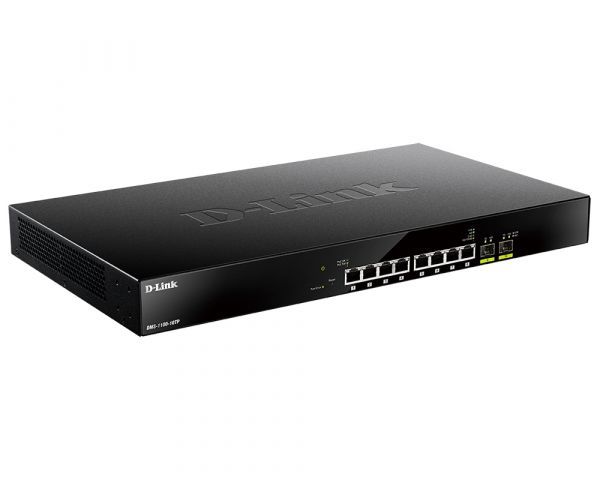 D-Link switch DMS-1100-10TP, 10 porturi,2 X SFP, POE 8 porturi, Auto MDI/MDIX, 80 Gbps, Forwarding Rate: 59.52 Mpps, dimensiuni: 440 x 250 x 44 mm, greutate: 3.43kg, Maximum PoE Budget: 240W._1