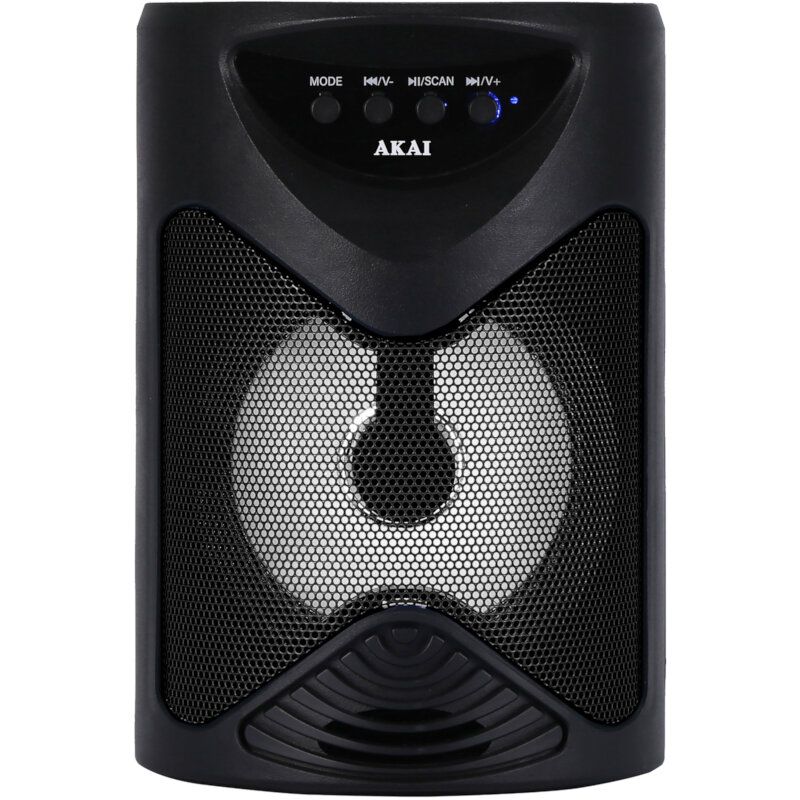 Boxa portabila Akai ABTS-704, Bluetooth 4.2, radio FM, 1x port USB pentru mp3 player, 1x slot card TF, lumini LED, baterie reincarcabila, 1x slot pentru microfon, timp de incarcare 2 ore, timp de folosire 1.5 ore la volum maxim_1