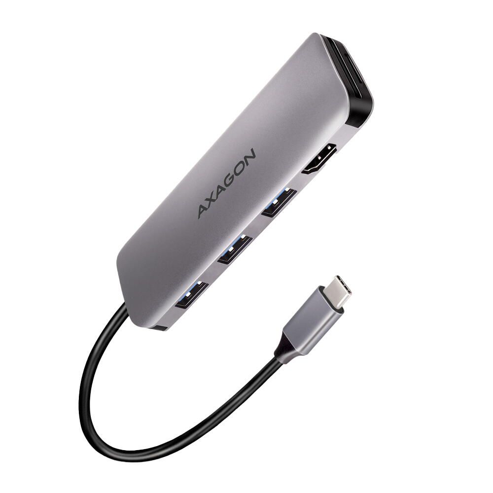 HMC-HCR3A USB-Hub, 3x USB-A + HDMI + SD/microSD, USB-C 3.2 Gen 1, 20 cm USB-C-Kabel