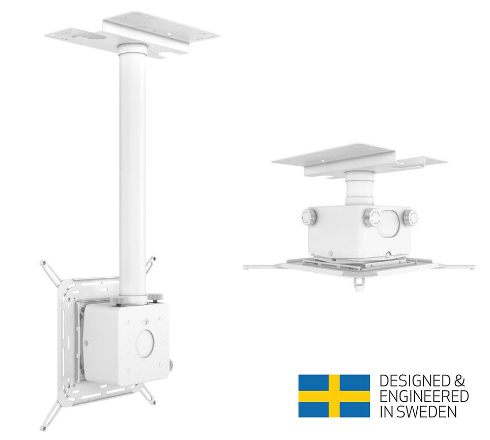 Suport videoproiector de tavan Multibrackets MB-0594, reglabil la inaltime, inclinare laterala 90º, max. 40kg, alb_1