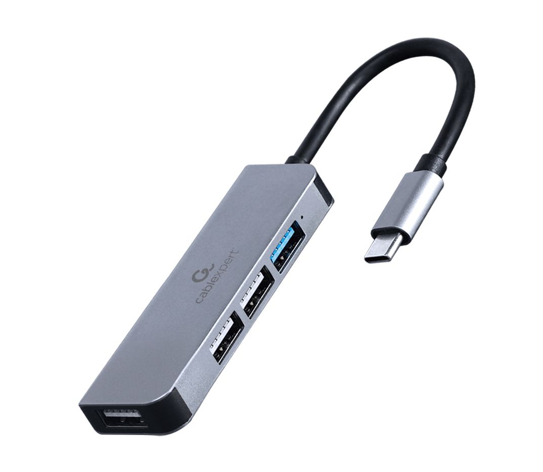 HUB extern GEMBIRD, porturi USB: USB 3.1 x 1, USB 2.0 x 3, conectare prin USB Type-C, argintiu, 