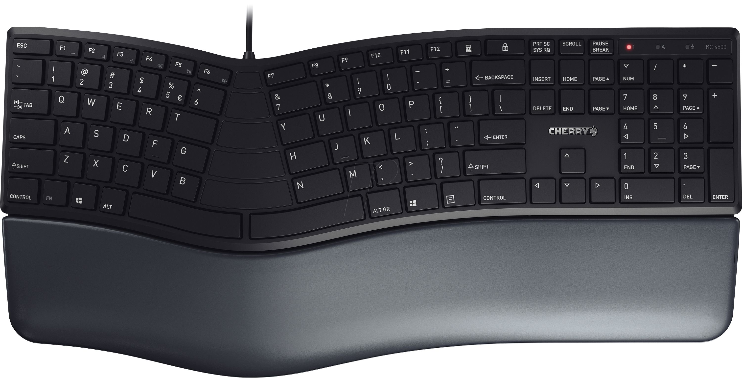 Cherry Keyboard KC 4500 ERGO [US/EU] Ergonomic black geschwungene ergonomische Tastatur, kabelgebunden_1