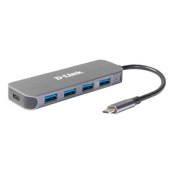 HUB extern D-LINK, porturi 3 x SuperSpeed USB 3.0, 1 x with Quick Charge, 1 x USB-C (Thunderbolt 3) port with data sync 60W, conectare prin USB Type C, cablu 10 cm, metalic, argintiu 