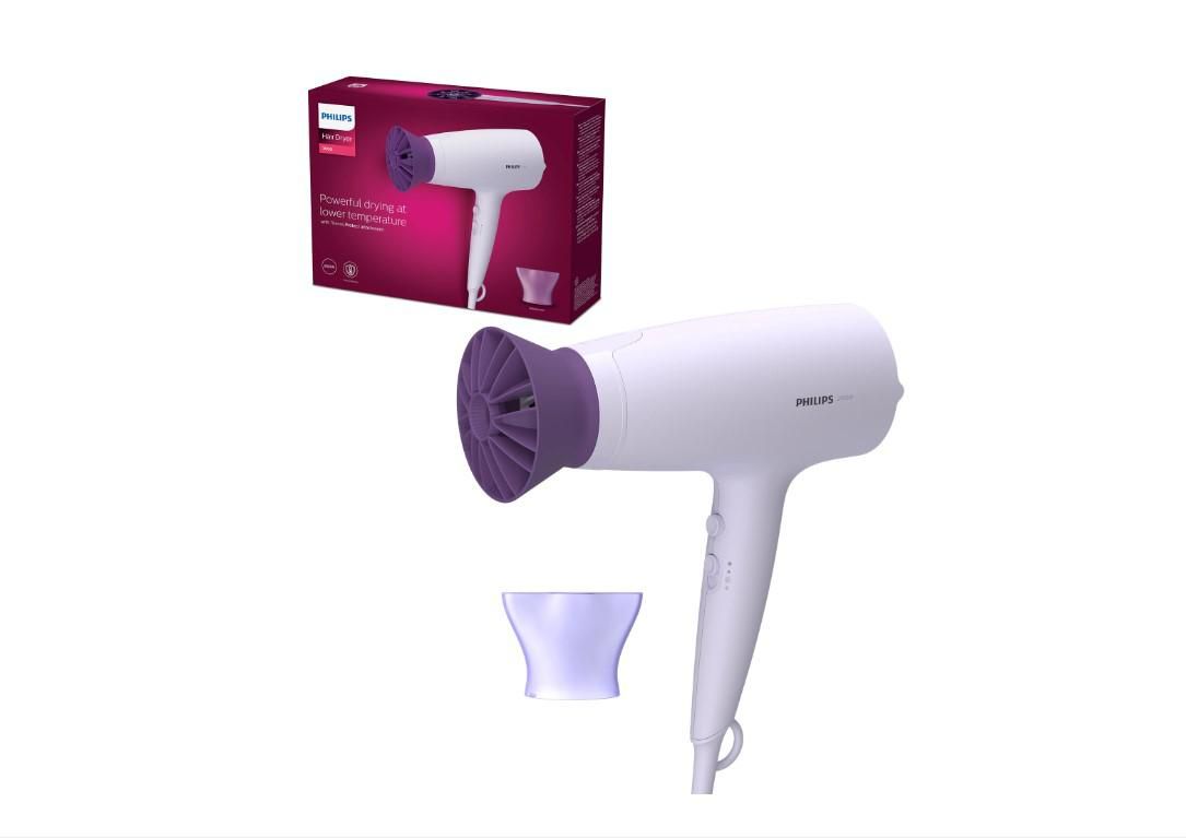 Uscator de par Philips BHD341/10, 2100W, accesoriu Thermo Protect, 6 setari de viteza/temperatura, cap de coafare 14 mm, Lila_1
