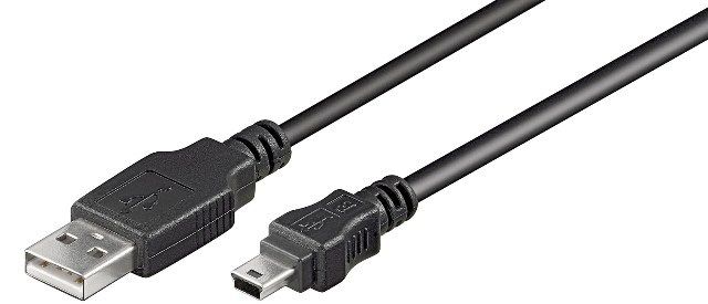 Cable USB 2.0 1m A male to 5 pin mini USB B male, black
Packaging: bulk 1 pc.