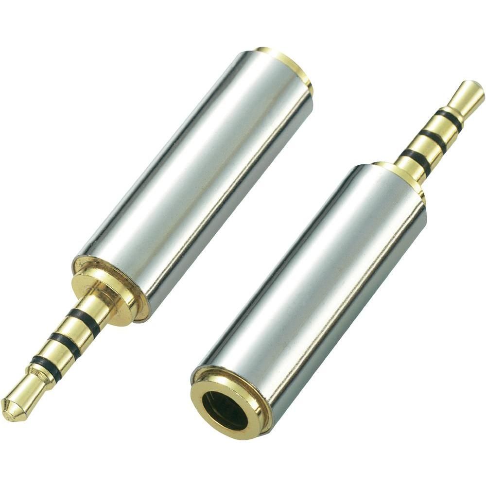 Audio adapter 2.5mm Jack 4 male stereo contacts to 3.5mm Jack 4 female stereo contacts, metal, gold
Packaging: bulk 1 pc.