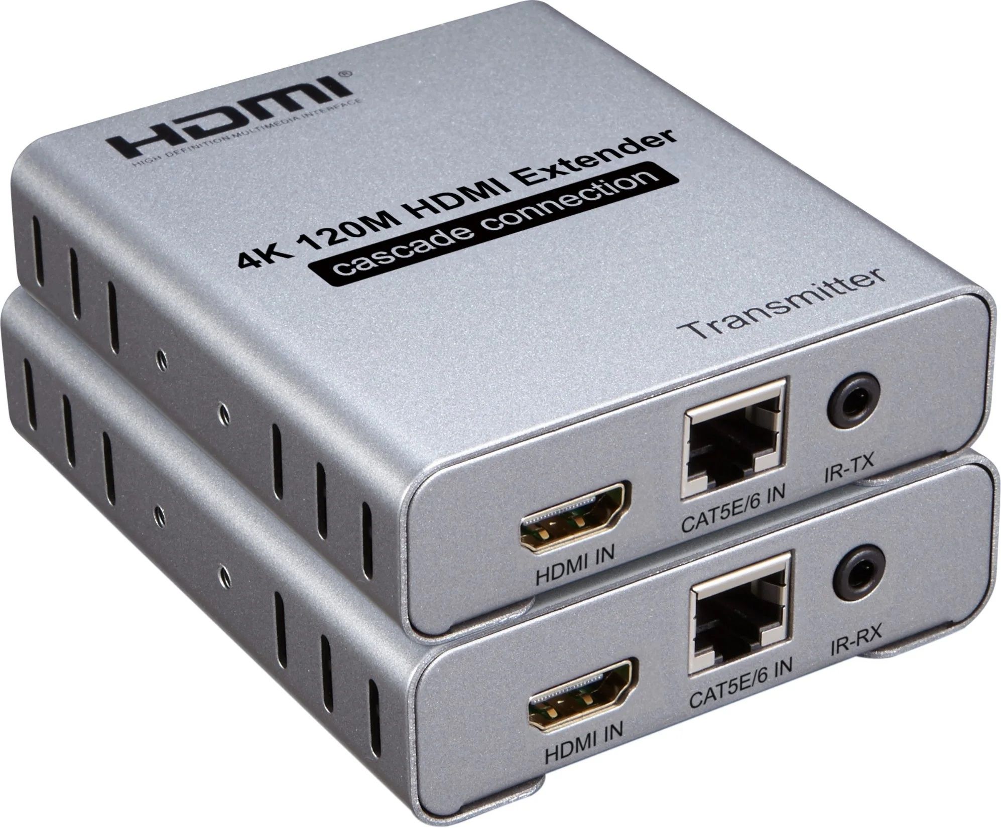 HDMI signal extender via UTP Cat 5/6 network cable, max. distance 120m
- max resolution: 4K
- supported audio format: DTS, Dolby, LPCM
- frequency band: 340MHz- max baud rate: 3.4Gbpsx3
- HDMI cable length at input and output: