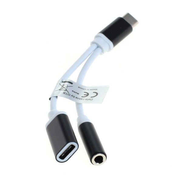 Adapter with cable 0.1m USB3.1 (type C, type C) male to jack 3.5mm stereo female + USB3.1 (type C, type C) female, for mobile phones
- e.g. Huawei Mate 10 Pro
Packaging: bulk 1 pc.