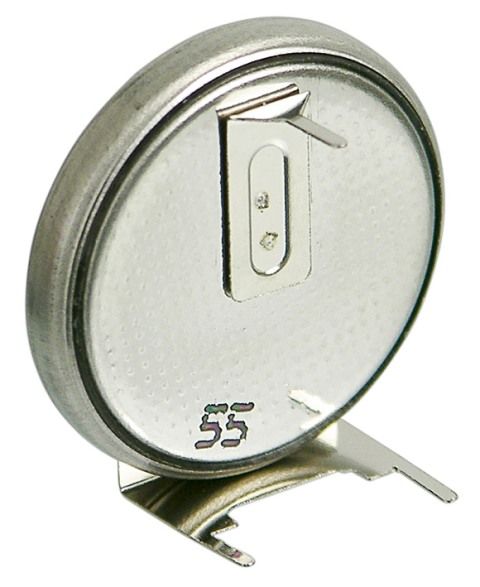 Lithium button battery CR2032 horizontal version with print terminals
Packaging: bulk 1 pc.