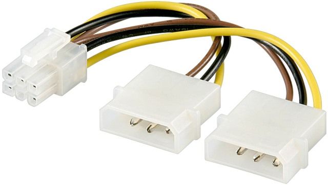 Power cable 0.15m 2 x 5.25 male Molex to PCI Express 6 pins
Packaging: bulk 1 pc.