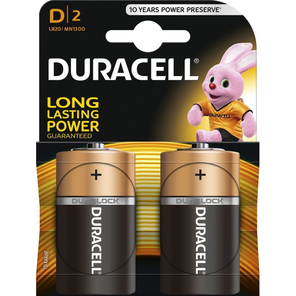 Alkaline battery Mono (D, R20) 1.5V MN1300 Duracell Basic
Packaging: blister 2 pcs.