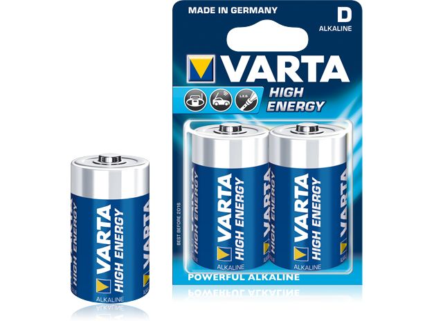 Alkaline battery Mono (D, R20) 1.5V 4920 Varta High Energy
Packaging: blister 2 pcs.